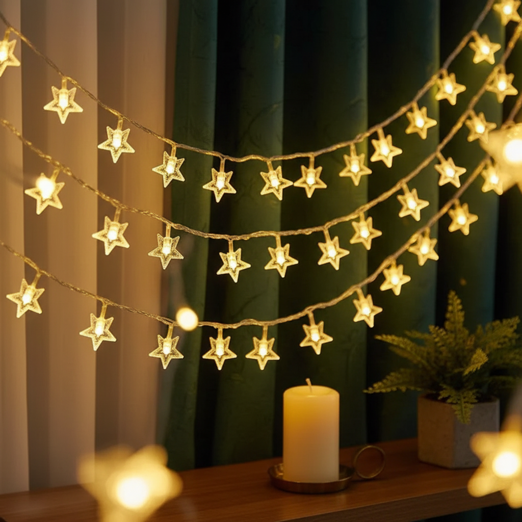 Serial String Star Lights for Decoration